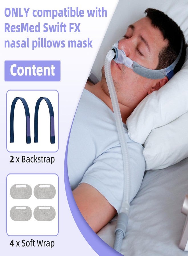 Ximoon عبوة من قطعتين من أحزمة تثبيت الرأس لجهاز CPAP FX، متوافقة مع وسائد الأنف وقناع CPAP من Resmed Swift FX - حزام رأس قابل للتعديل، قطع غيار بديلة لجهاز Swift FX - Image 2